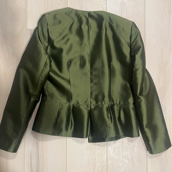 Albert Nipon Wool-Silk Olive Green Blazer - Picture 7 of 7